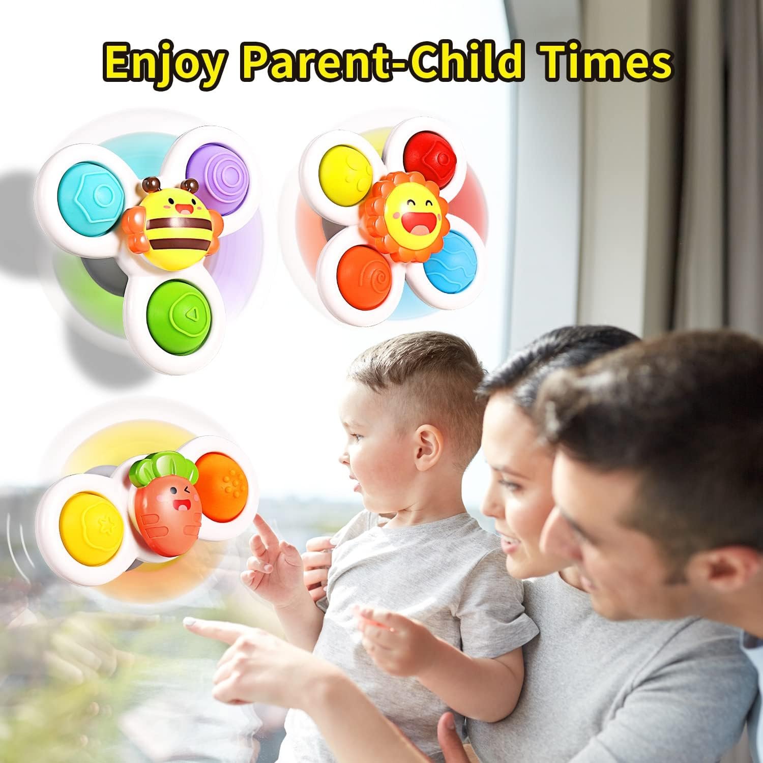 3PCS ALASOU Pop up Suction Cup Spinner Toys - Image 2